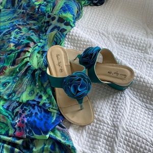 Darling turquoise/ocean blue all leather sandals